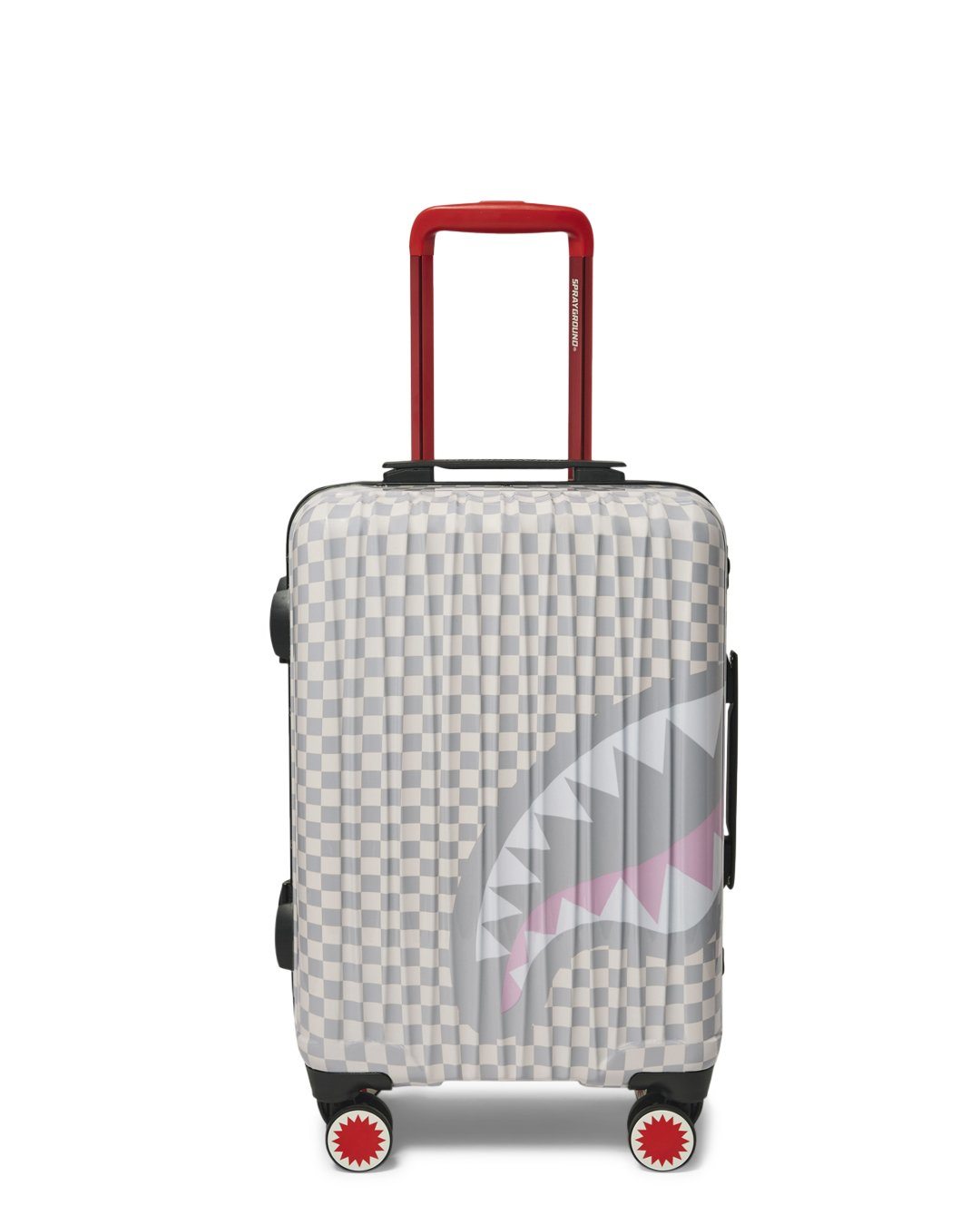 Sharknautics Hardshell Carry-On Luggage - front view with patented shark sculpture