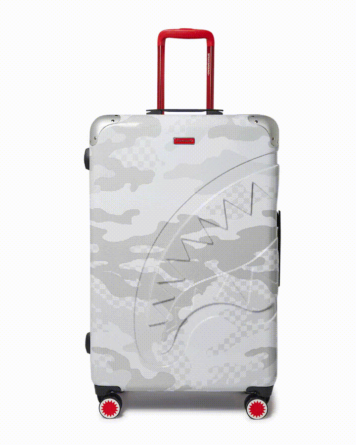 Sharknautics hard shell luggage showcasing its durable polycarbonate shell and spinner wheels.