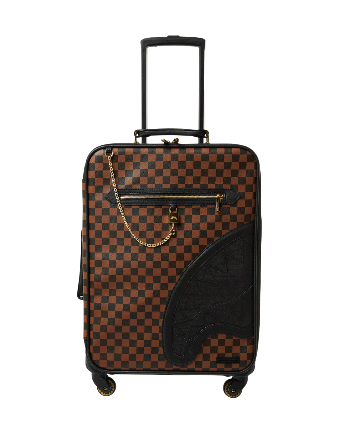 Front view of Sharks in Paris Jetsetter carry-on luggage showcasing design.