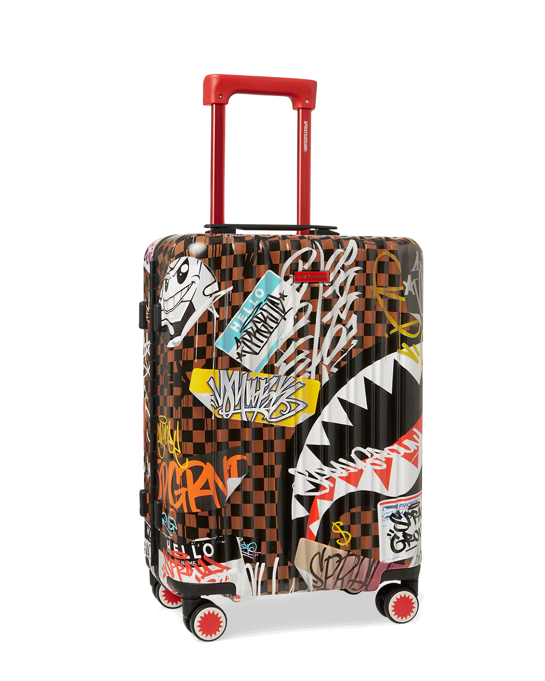 Rizz Sharknautics hardshell carry-on luggage in black with sleek design and double spinner wheels