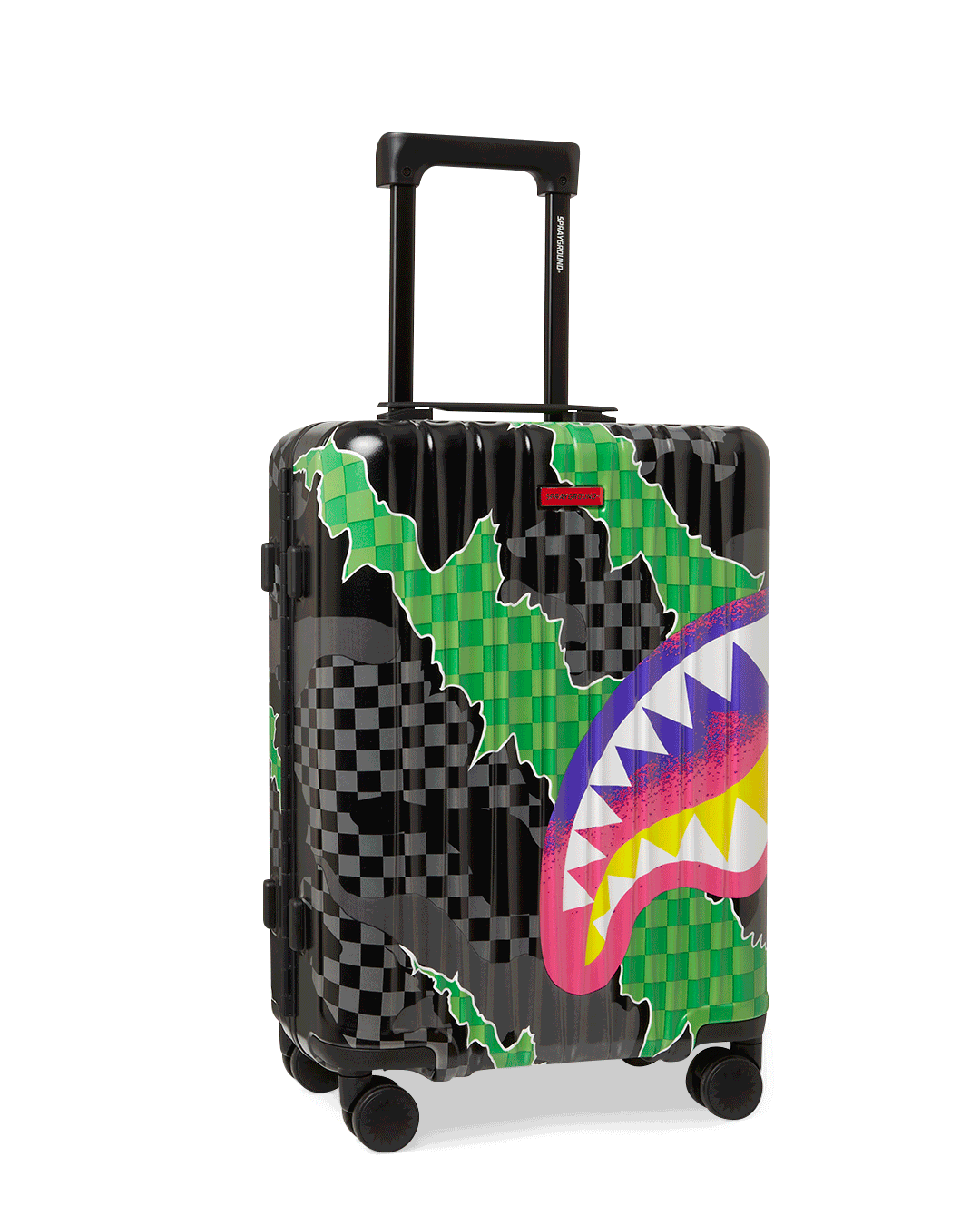 Shark sculpture design on the hard shell luggage for stylish travel