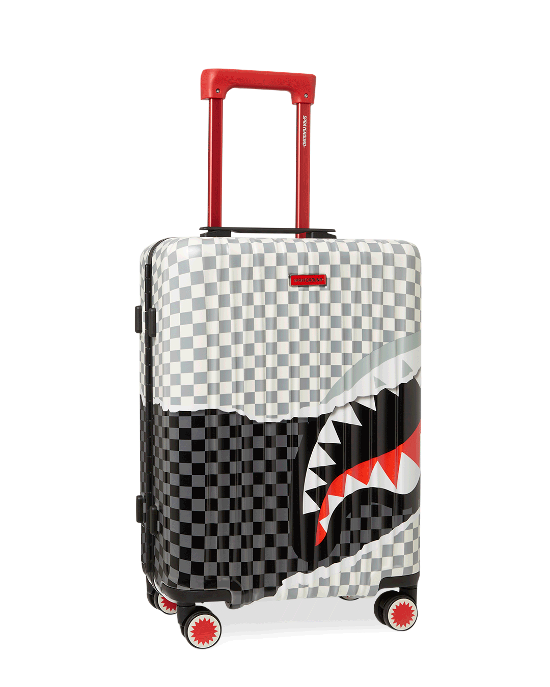 Sharknautics Hardshell Carry-On Luggage with patented shark design, showcasing durability and style