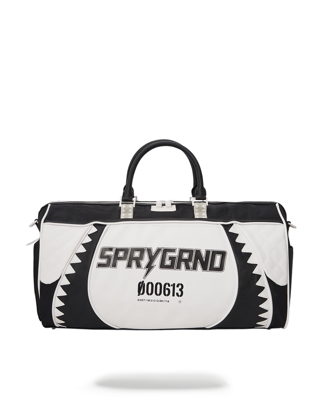 Swerve Duffle Bag with gold zippers and metal hardware
