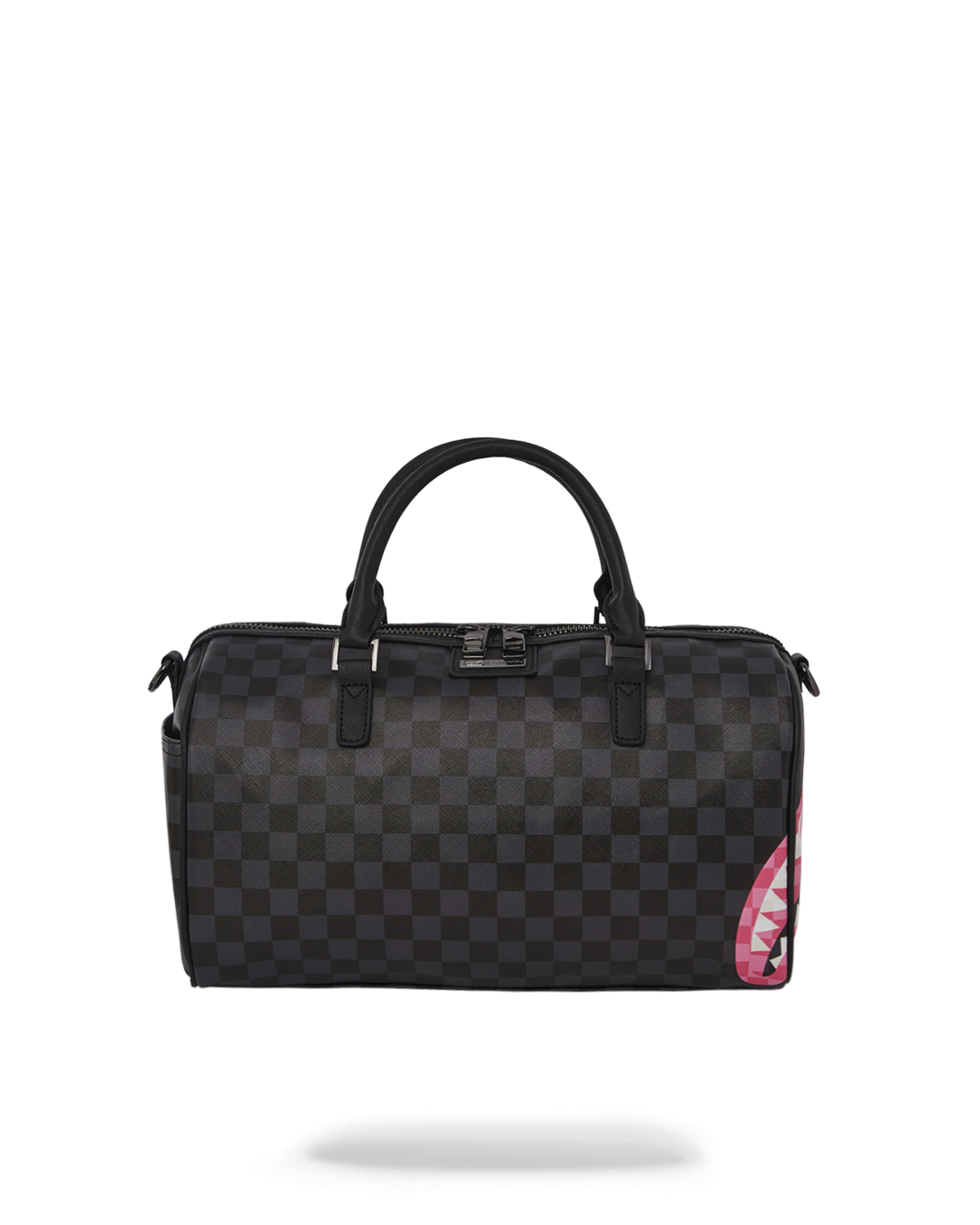 Candy Glam Mini Vegan Leather Duffle Bag with zippered top opening and adjustable strap