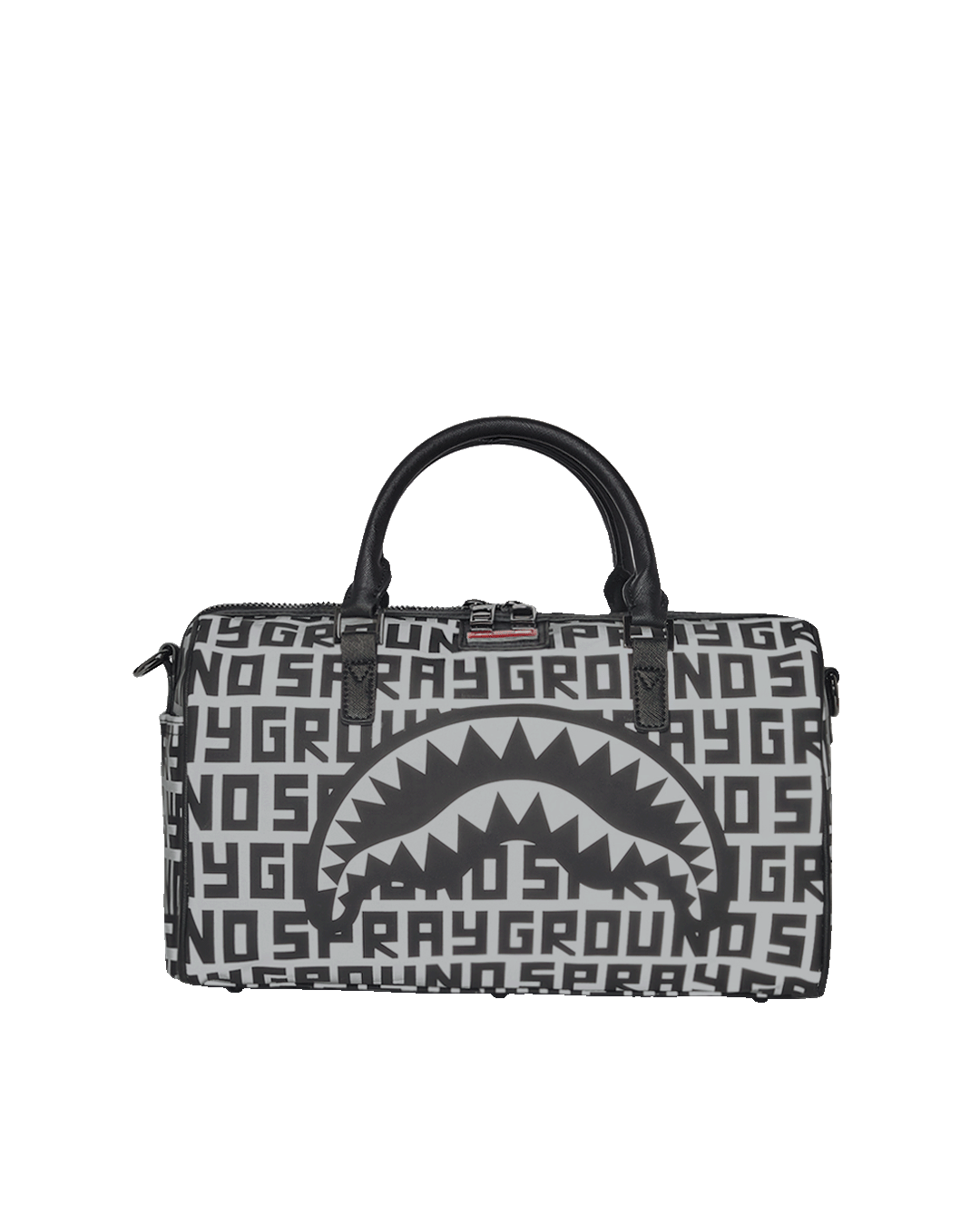 Mini duffle bag front view with zippered pockets
