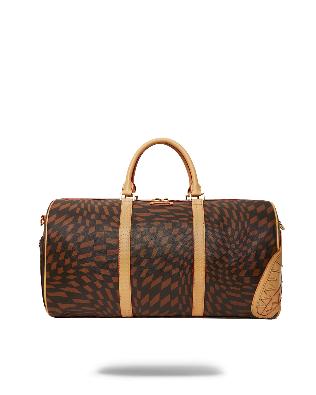 Trippy Henny vegan leather duffle bag showcasing its sleek design and adjustable straps.
