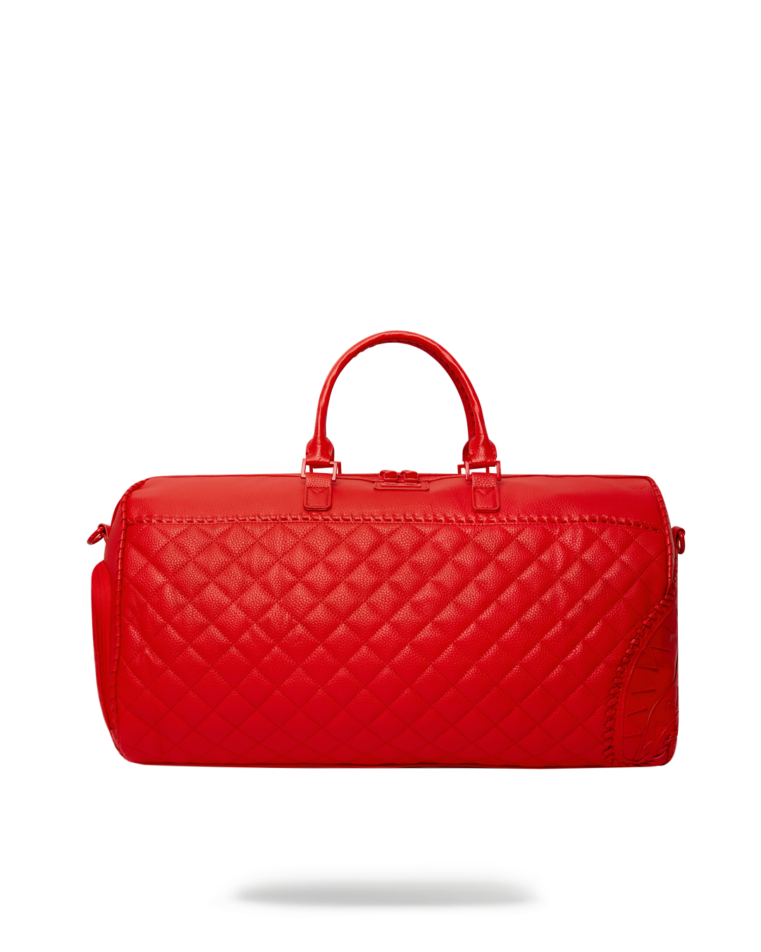 Handcrafted leather duffle bag with quilted design and metal zippers, perfect for travel