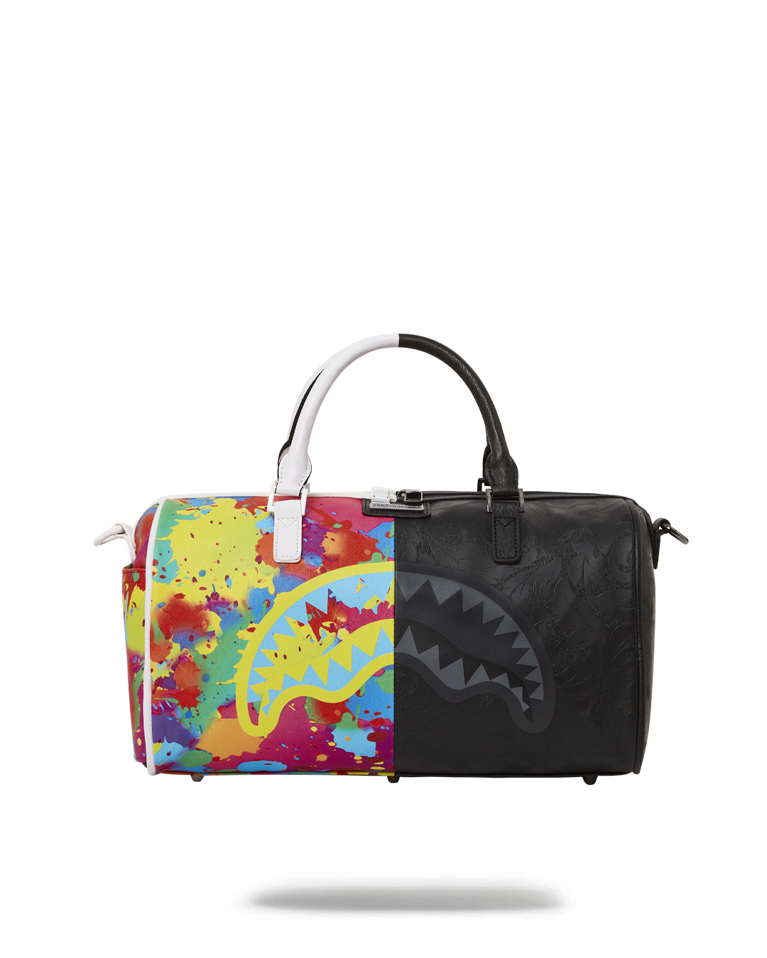 Vegan leather tote bag with water-resistant fabric and gold zippers, perfect for travel