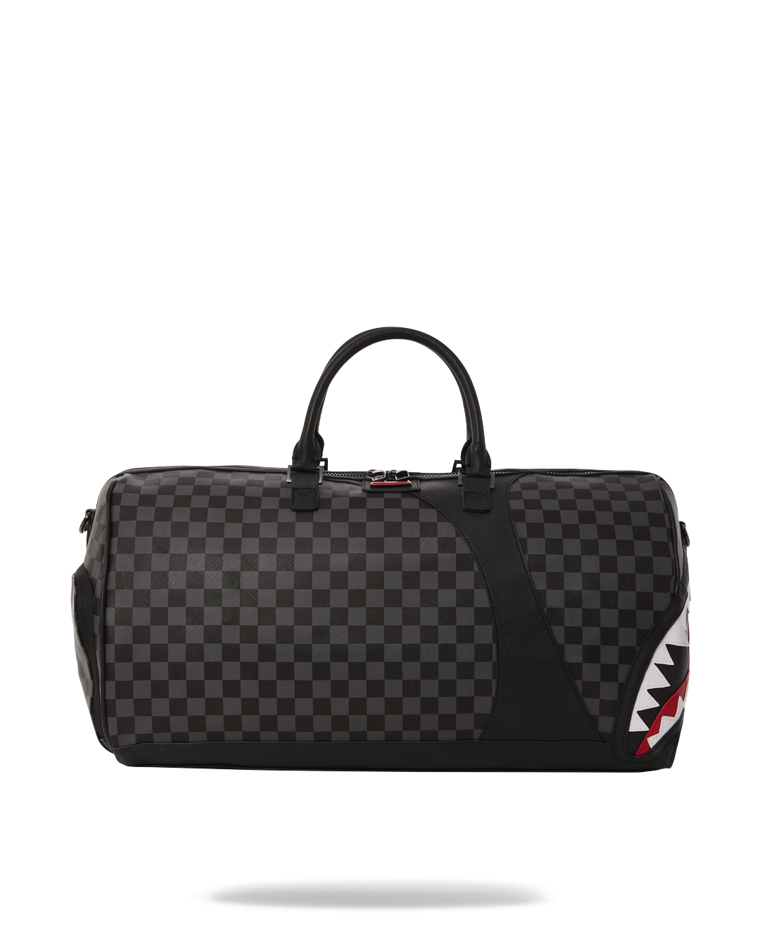 Mens designer duffle bag with faux leather and metal hardware, perfect for travel
