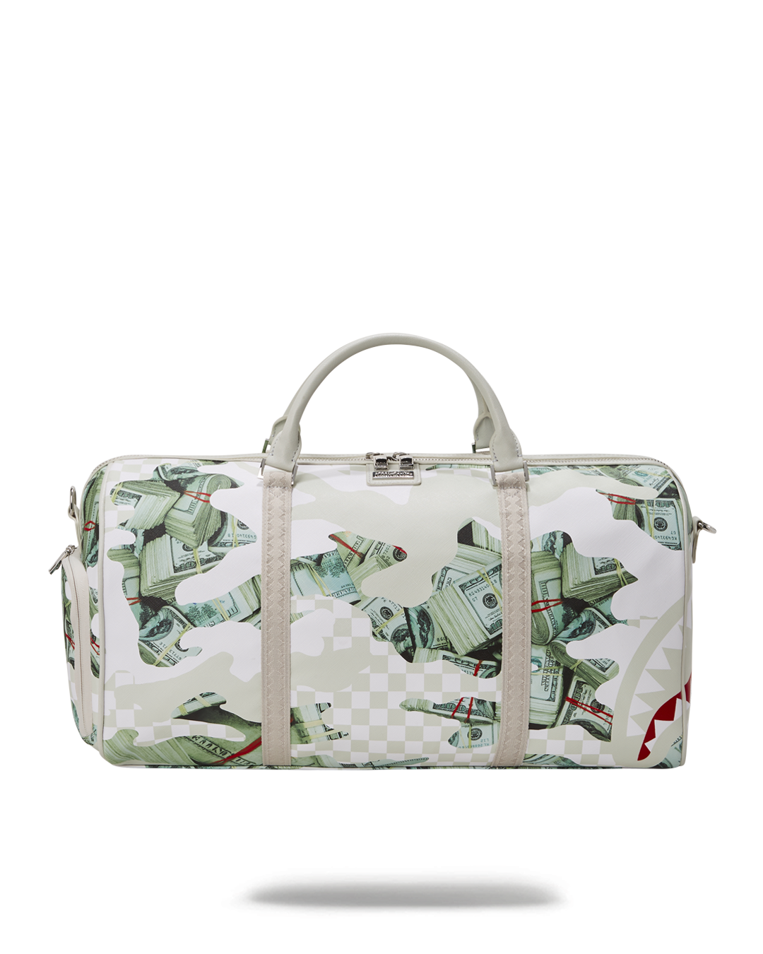 FEROCIOUS luxury rolling duffle bag with gold zippers and adjustable straps