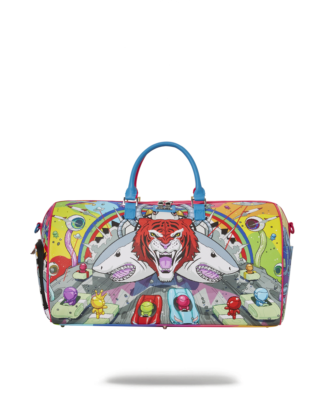 Faux Leather Duffle Bag with gold zippers and adjustable straps