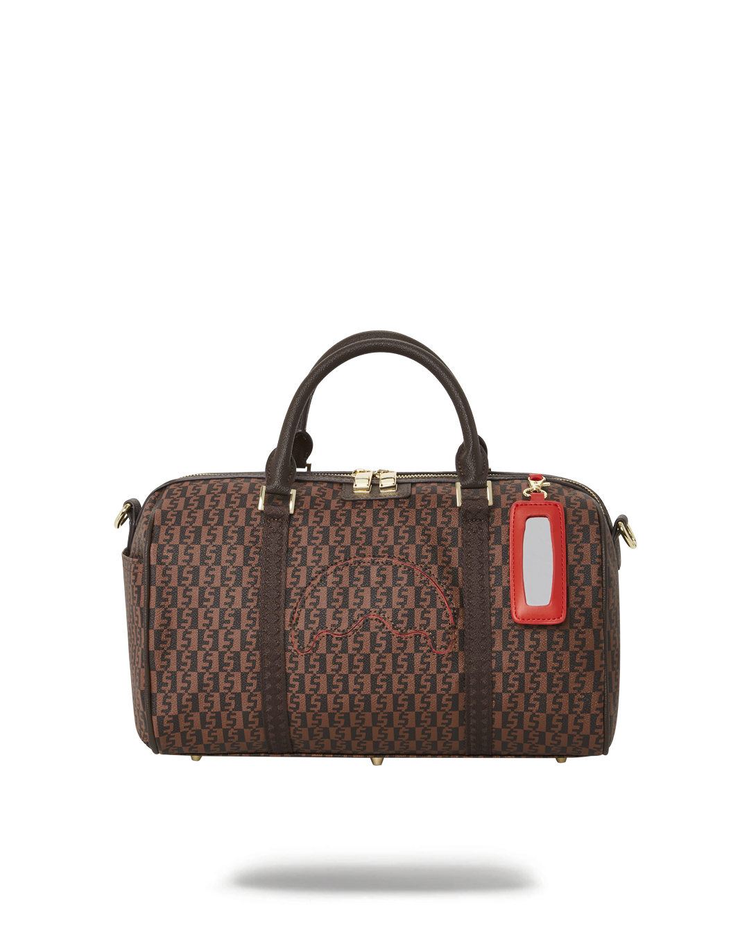 Alpha Navigator mini duffle bag in black, showcasing front zipper pocket and adjustable straps