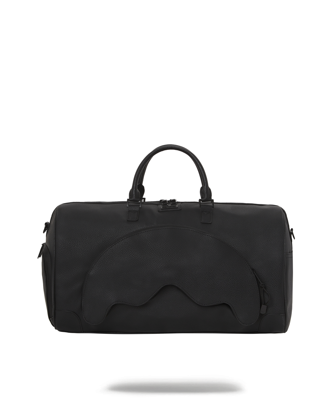 Faux leather duffle bag with gold zipper hardware and water-resistant fabric, perfect for travel