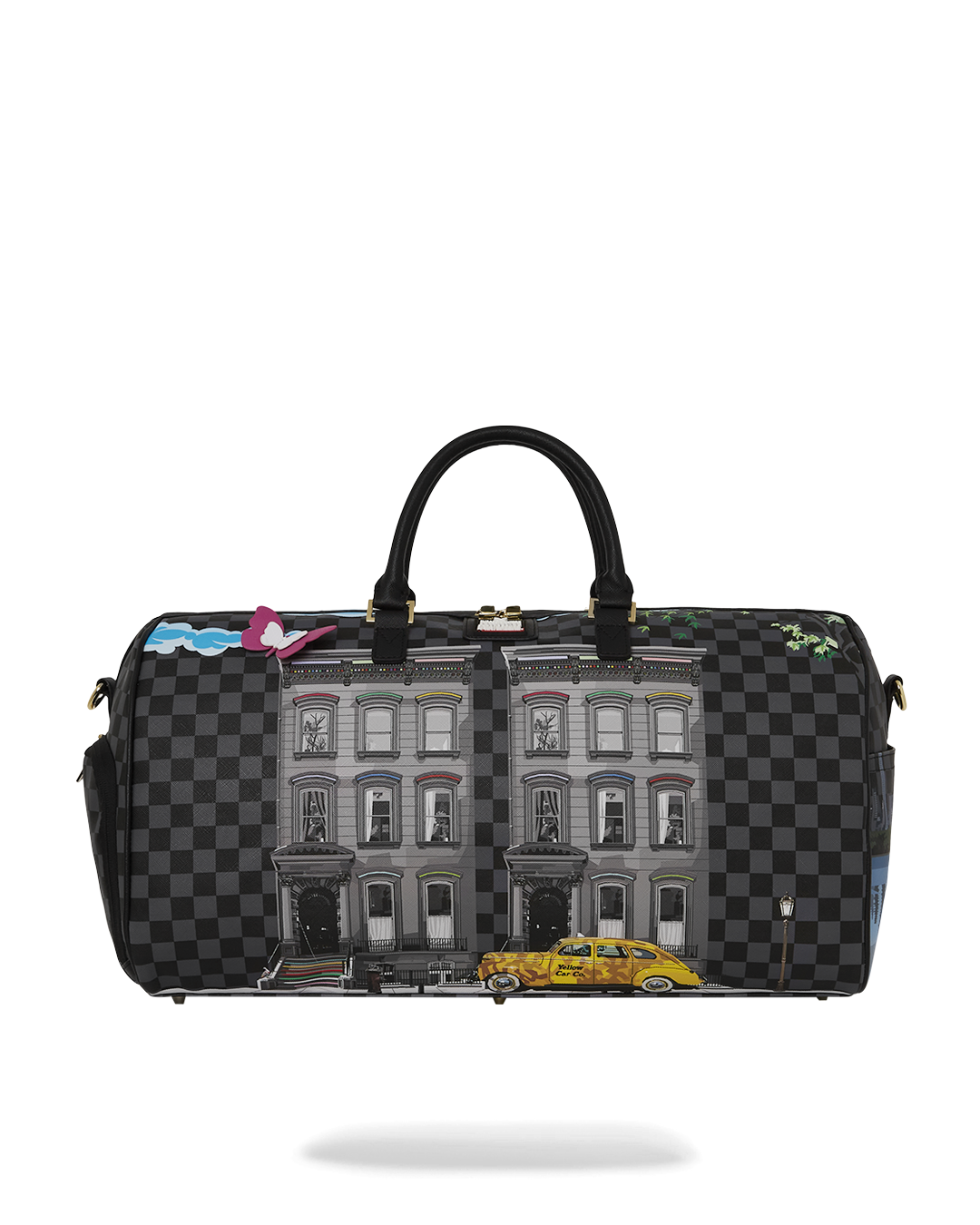 Sutton Luxe Duffle Bag with adjustable straps and gold zippers