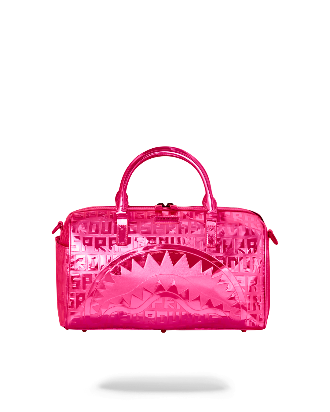 Pink Diamond Mini Duffle Bag with gold zippers and adjustable straps
