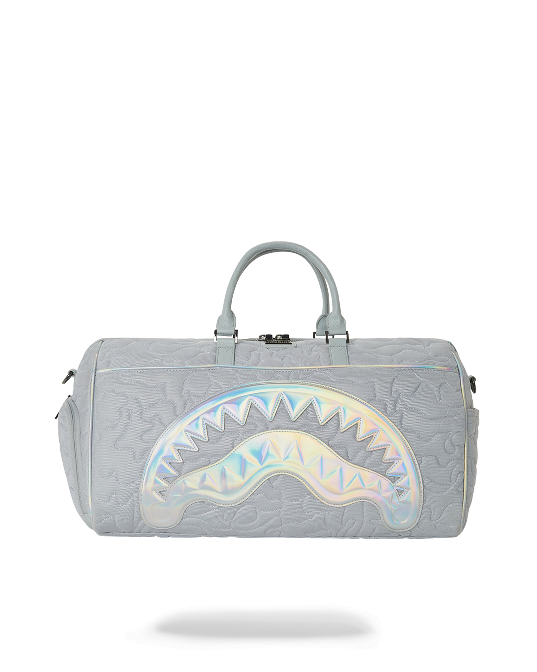 MiraShaku Iridescent Quilted Duffle Bag - front view with iridescent accents