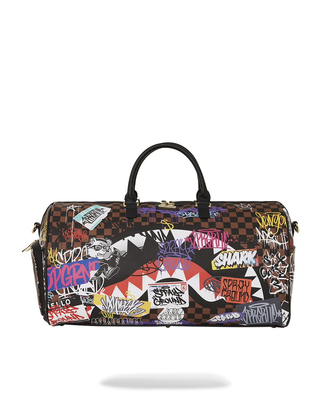 Topo Designs Paris Rizz Duffle Bag in faux leather with gold zippers, ideal for stylish travel