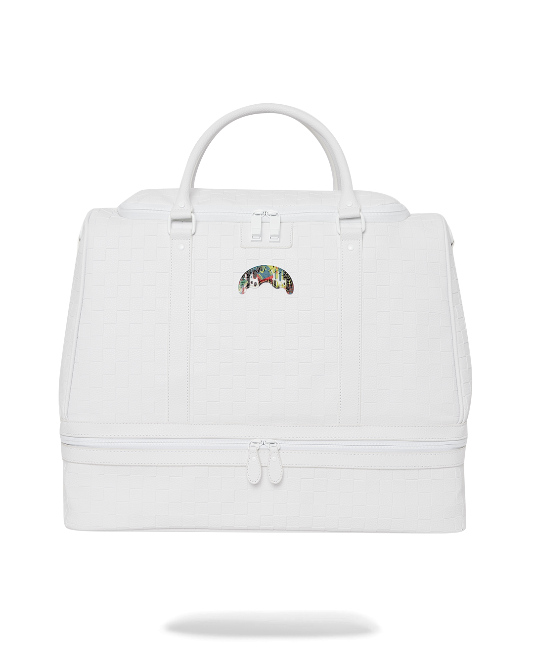 Stiletto Duffle Bag side view showcasing faux leather material and spacious interior