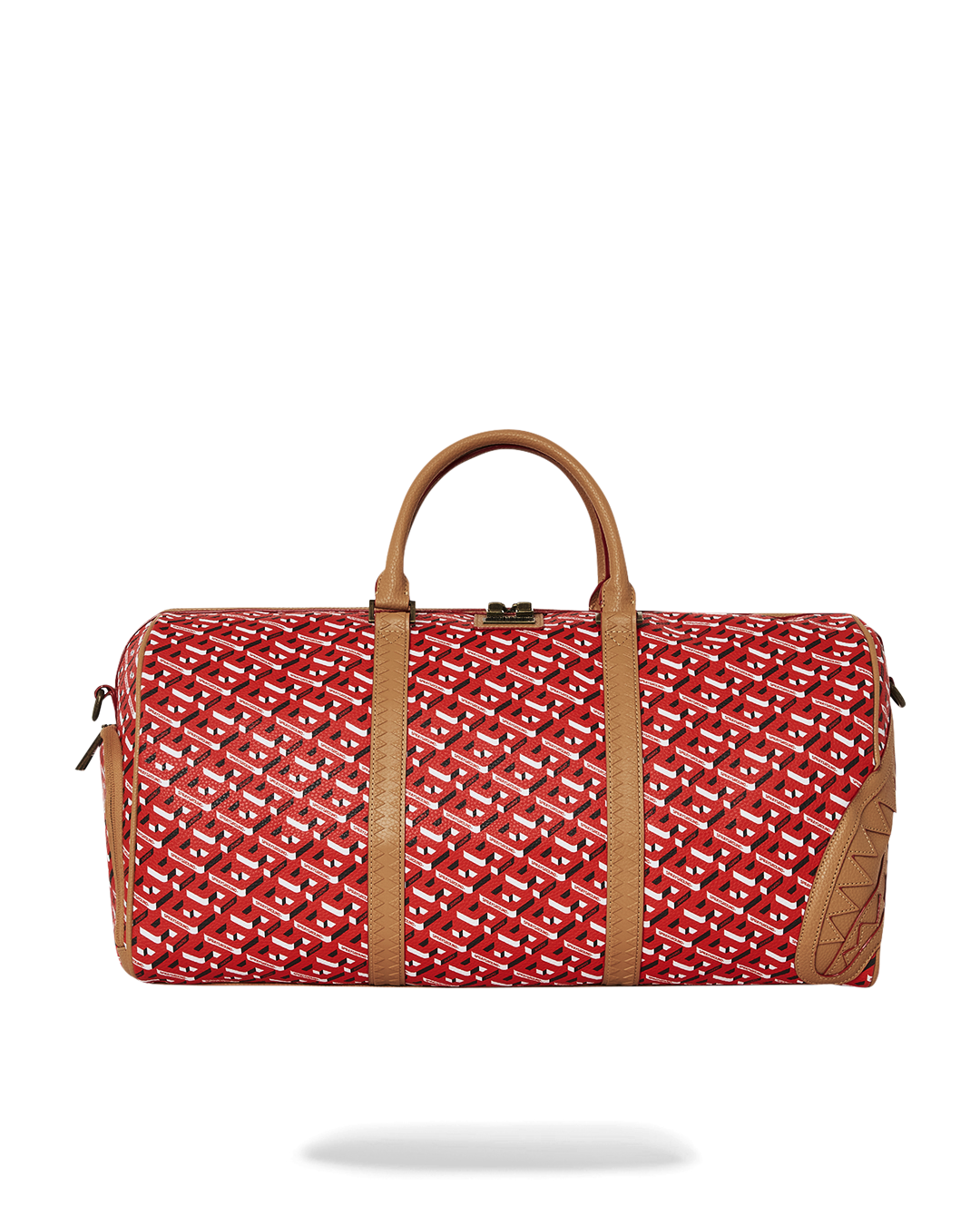 Top angle view of Concorde duffle bag showing gold hardware and faux leather finish