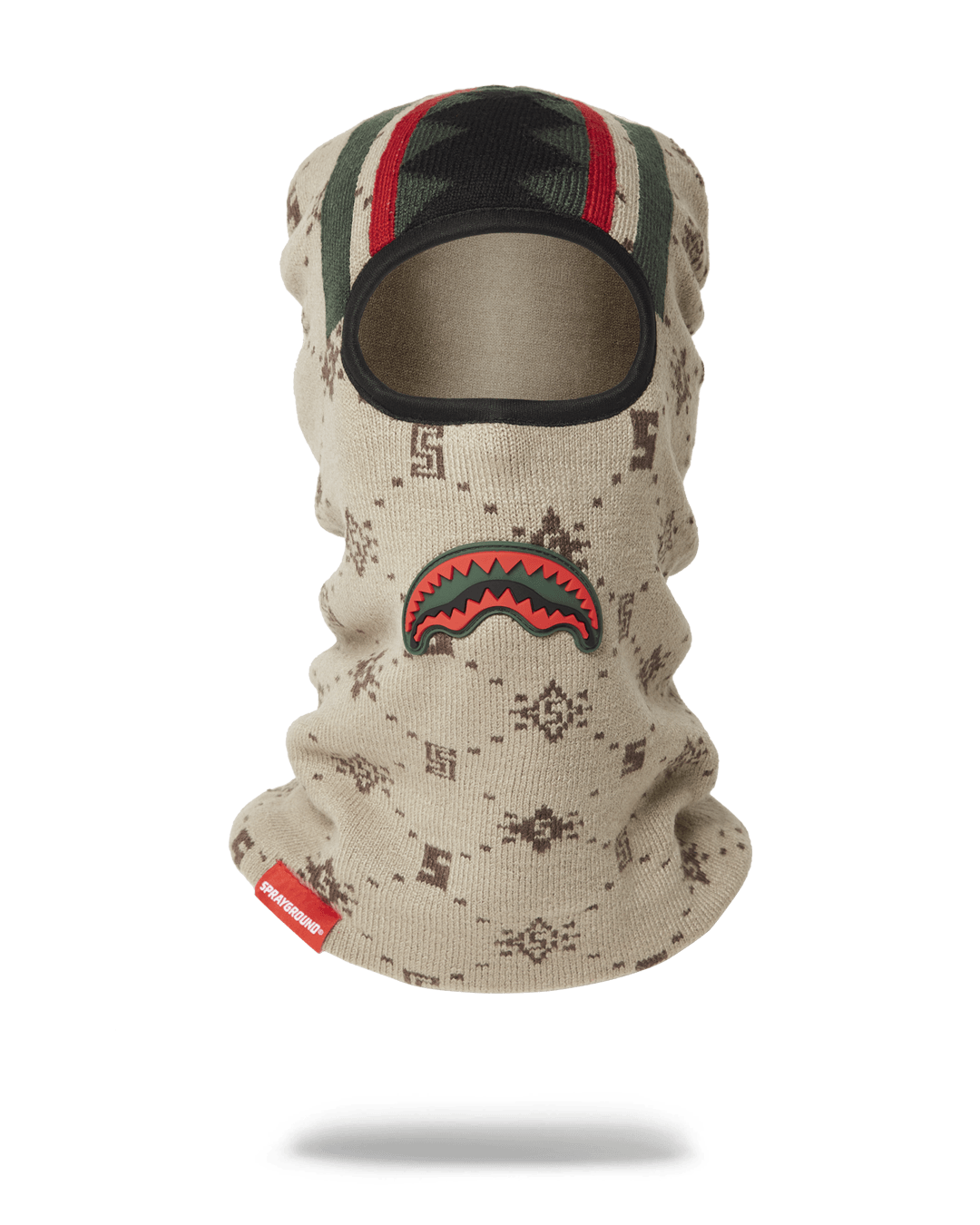 Front view of ski mask styled with winter jacket