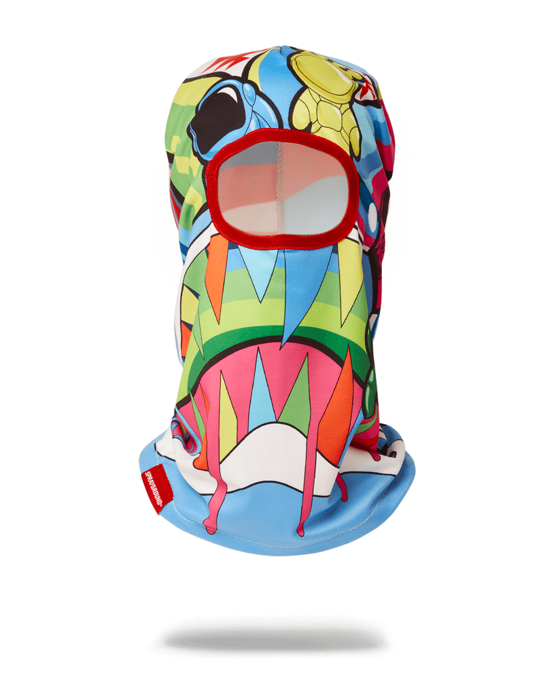 Close-up of the fleece mask's texture and limited edition design