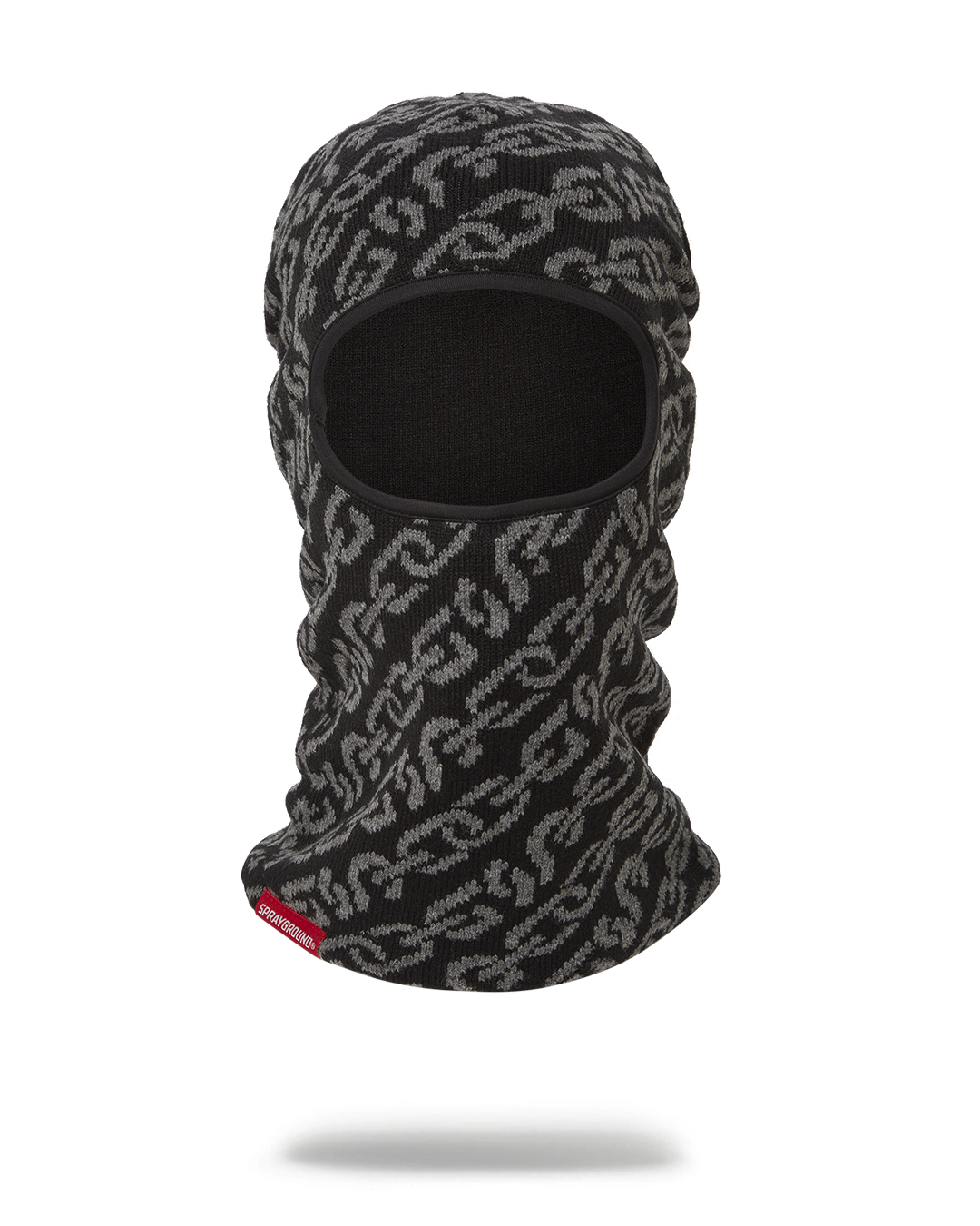Front view of the knitted ski mask showcasing warm design.