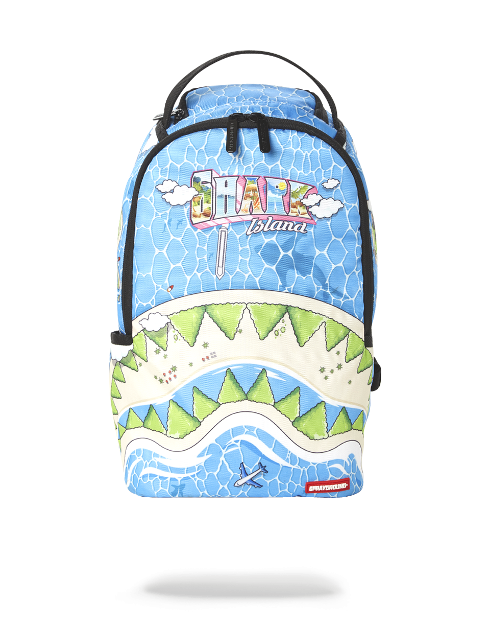 Close-up of Shark Island mini backpack’s water-resistant fabric and zipper details