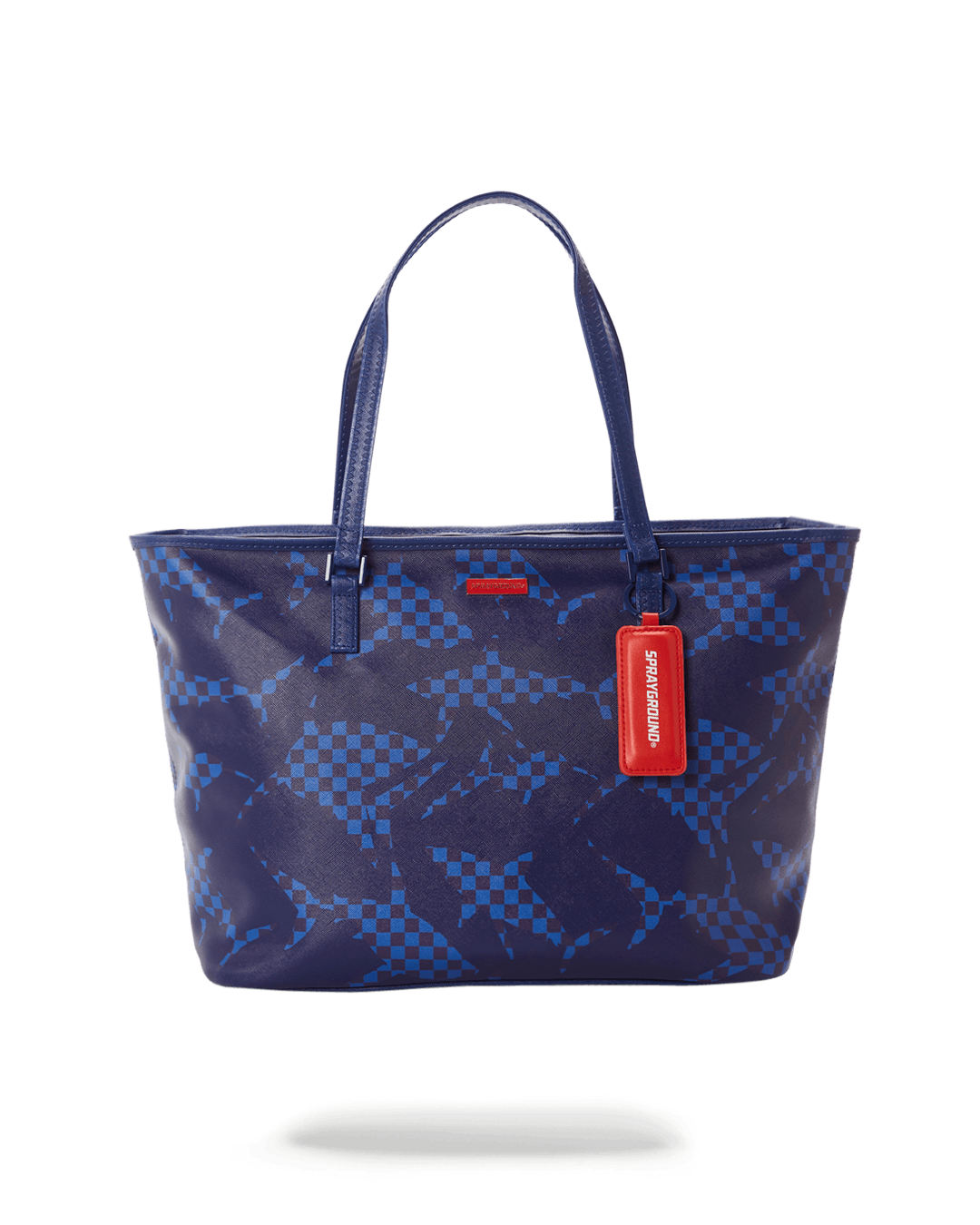 Sprayground Shark Check Blue Tote Bag front view