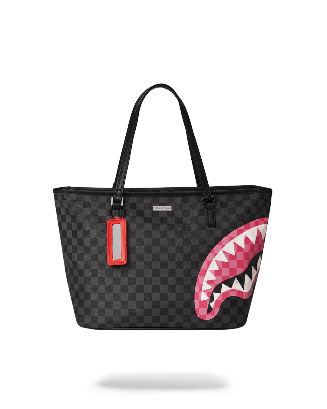 Front view of Sprayground designer tote showing full Sharks in Candy artwork