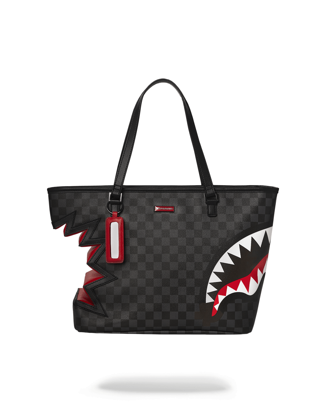 Sprayground SHARK BITE Tote Bag with leopard print design, gray color