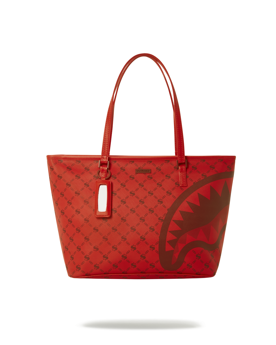 Front view of a stylish water-resistant tote bag with double handles and gold accents