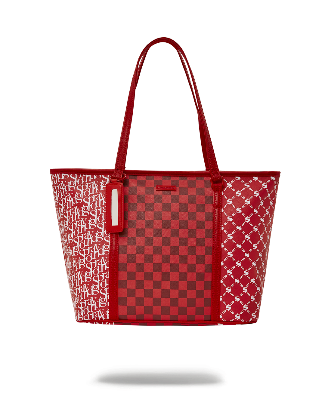 Front view of the sprayground frequent flier tote showing printed design and double handles