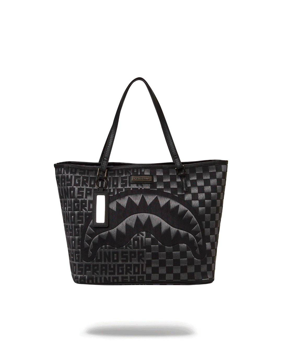 Pink Sprayground tote bag glowing with fiber optic lights at night