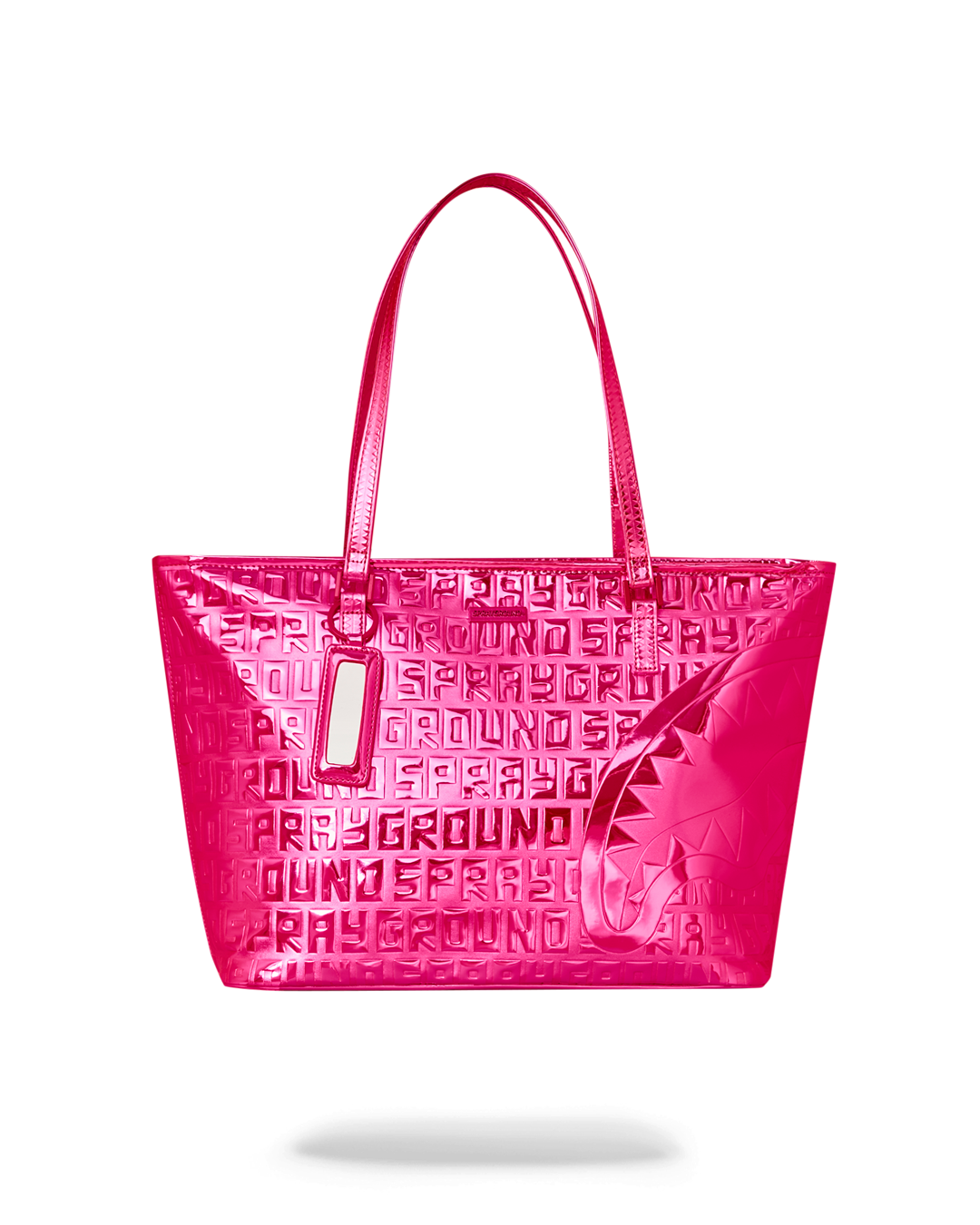 Close-up of the pink diamond tote's exterior with durable vegan leather finish