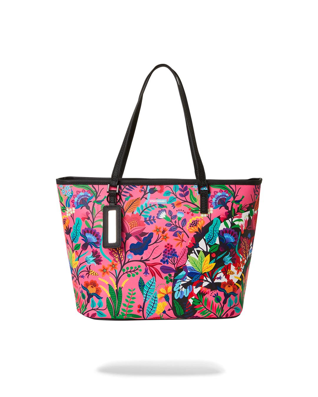 Sprayground Tote displayed against a white background, showcasing its leopard print design.