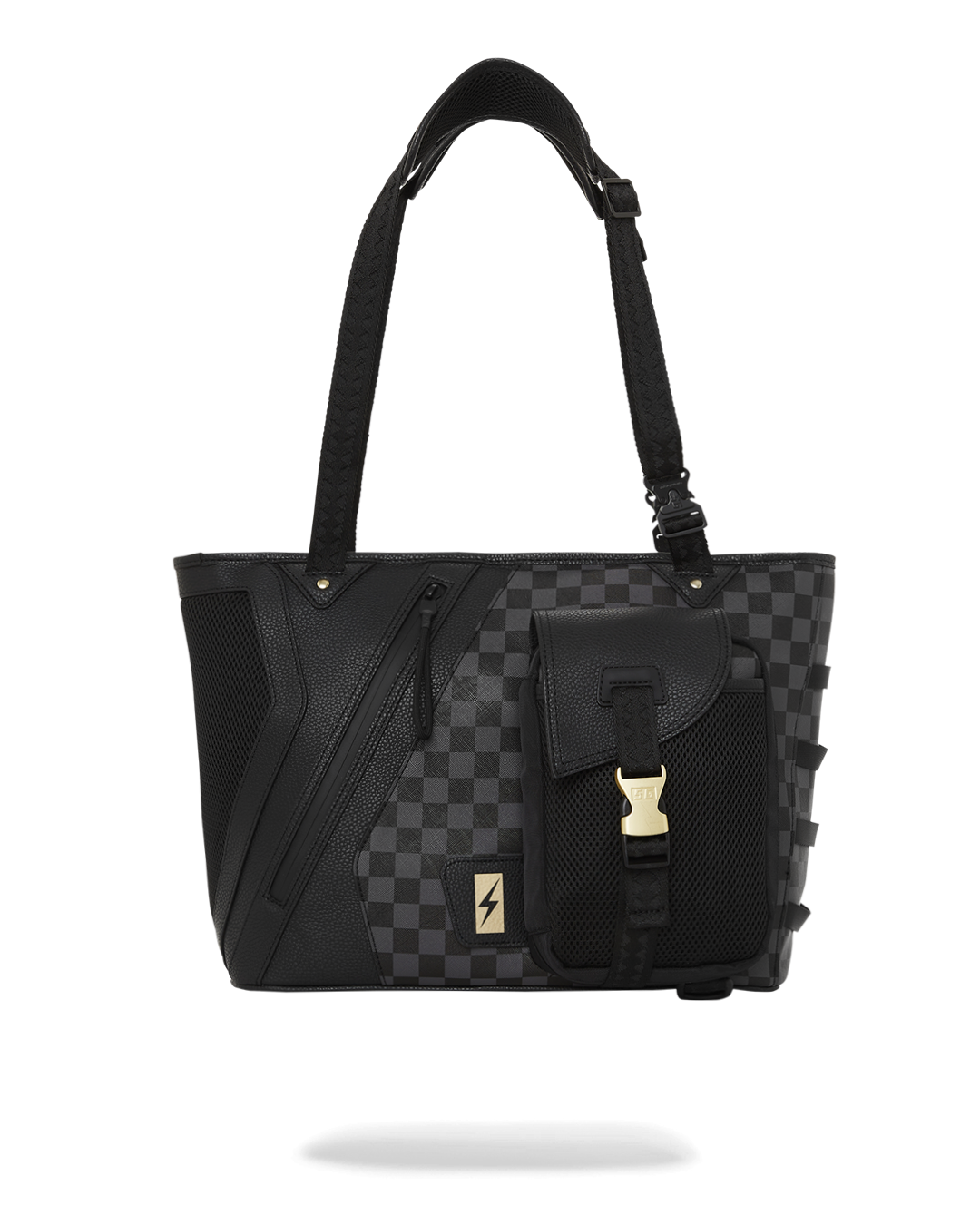 Tactical Terra 35L Water-Resistant Tote Bag with cargo pockets and zippers shown in outdoor setting.