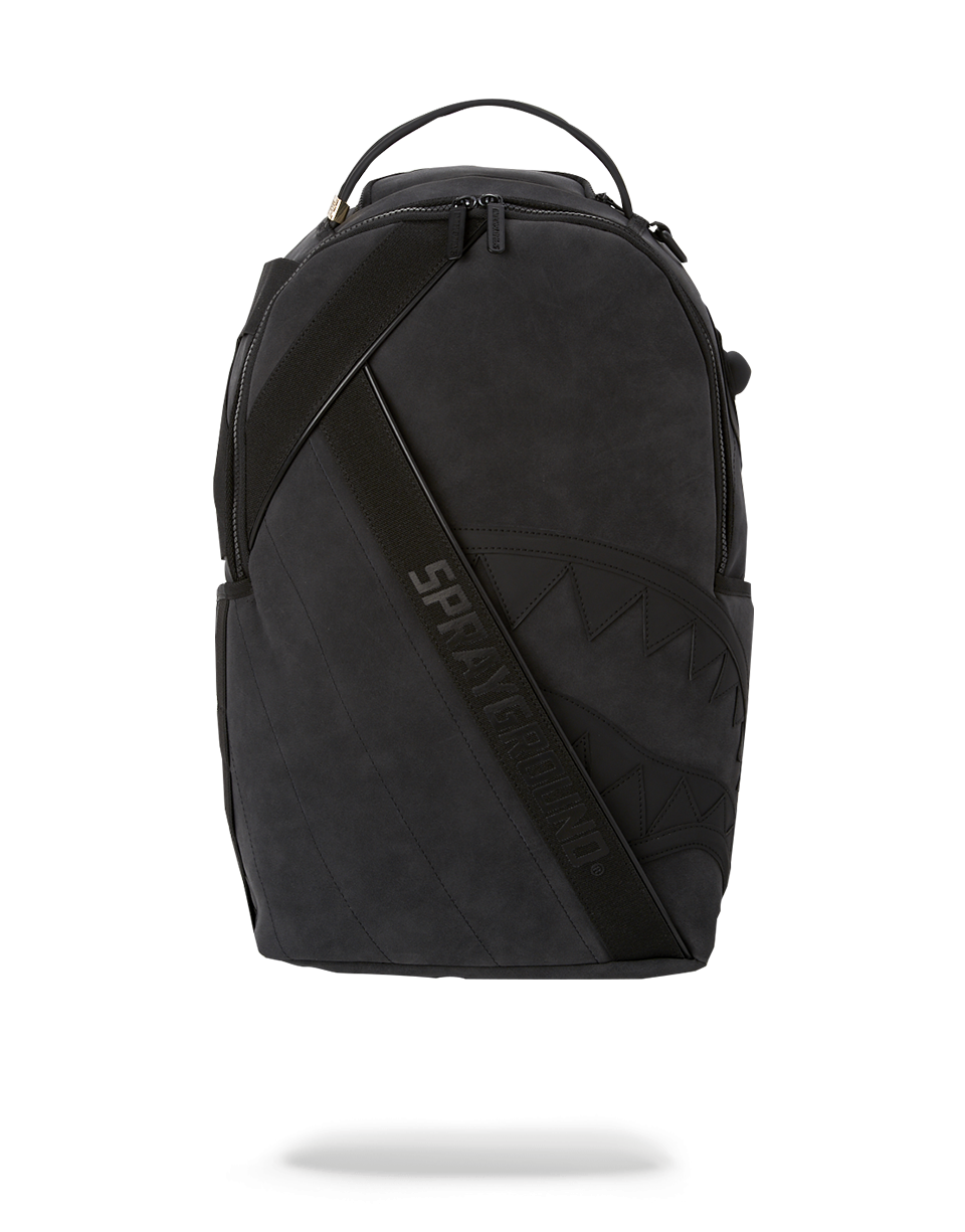 Vegan leather backpack with organized compartments and metal hardware