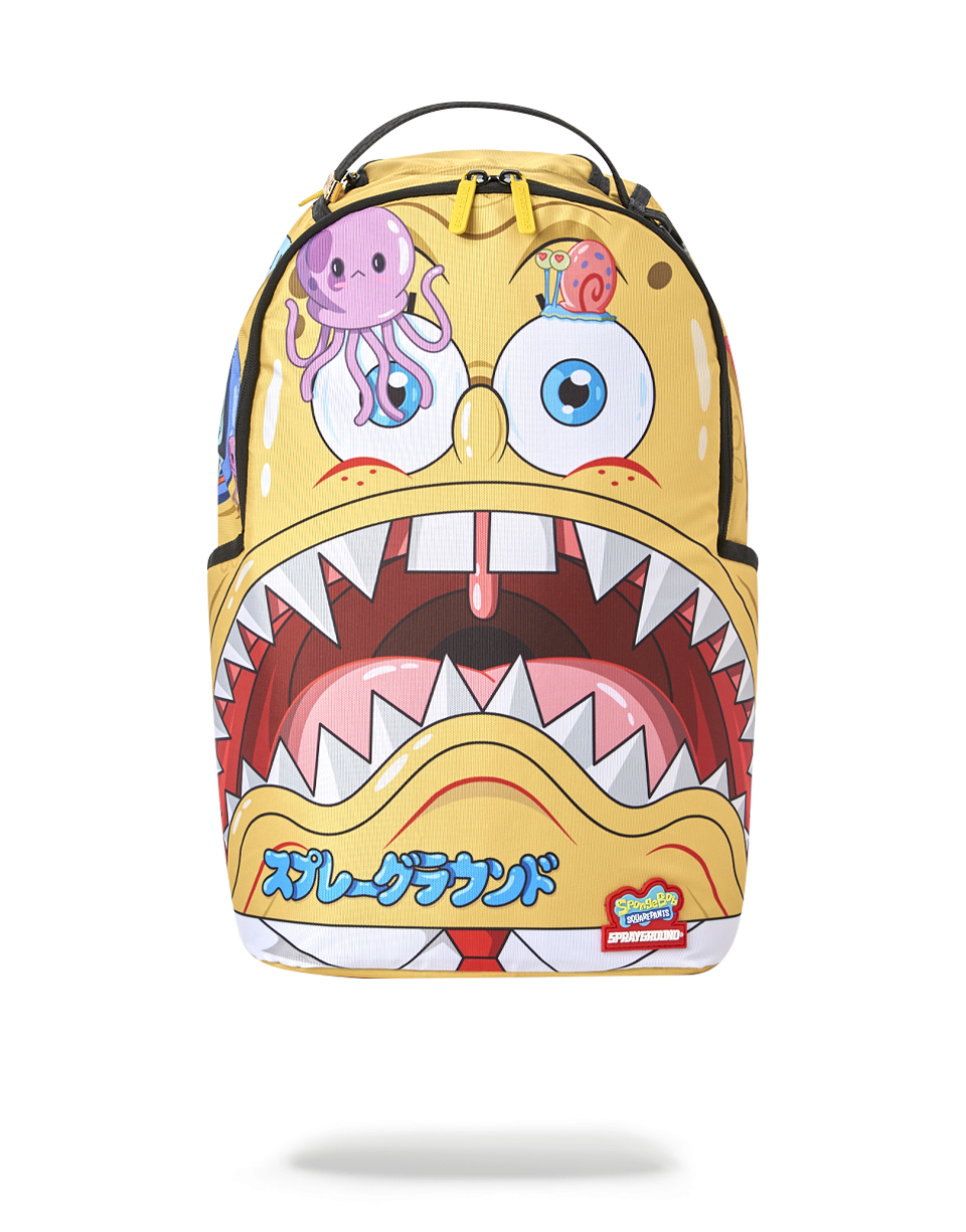 Front view of the SpongeBob Sprayground backpack with anime design.