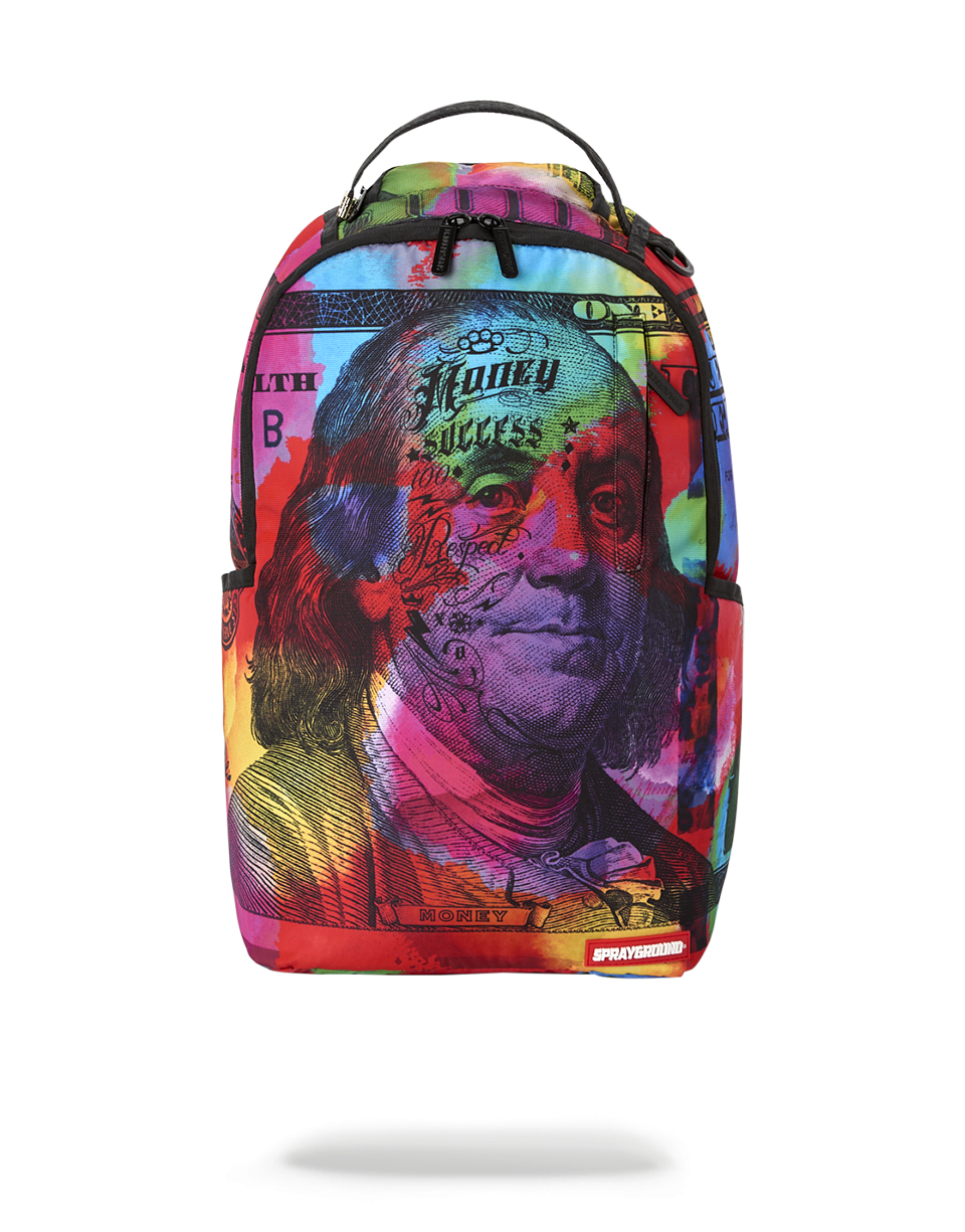 Front view of the Color Waves backpack with multiple compartments