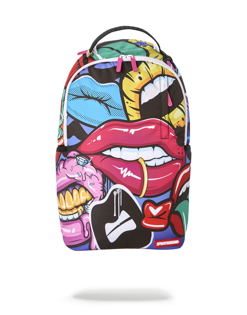 Front view of the Sprayground Authentic Travel Backpack, showcasing its stylish design.
