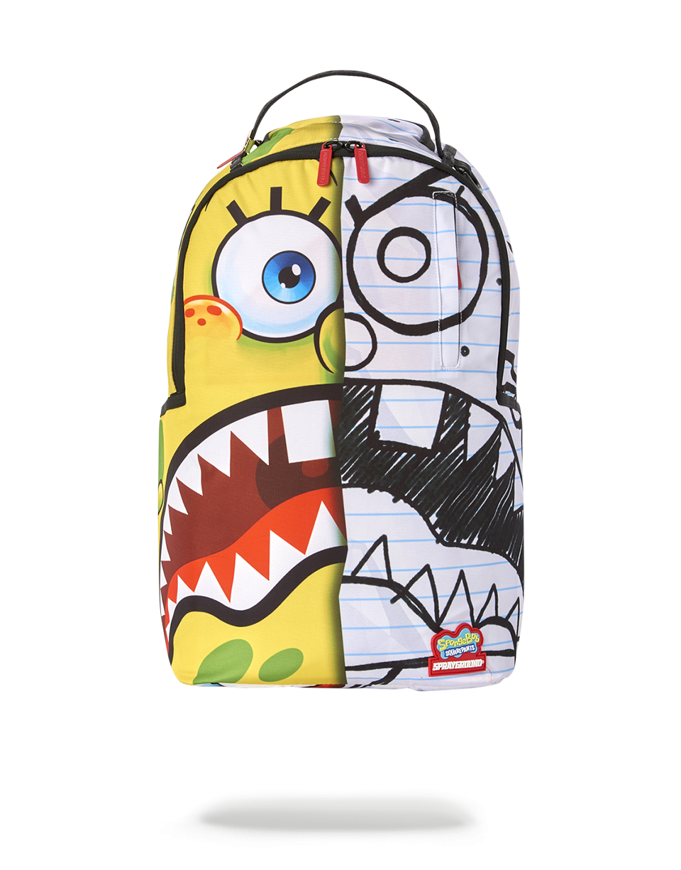 SpongeBob Designer Backpack by Sprayground - front view with open pockets