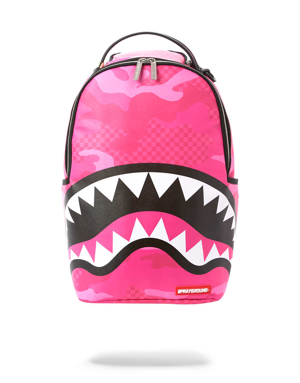 Anime camo backpack with ergonomic padding and adjustable straps.